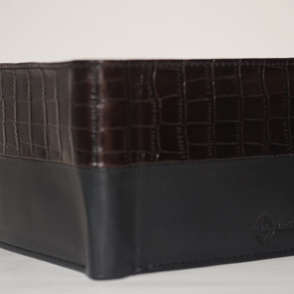 Genuine Cow Napa crocodile tex with sold black  men wallet - Picture 3 of 7